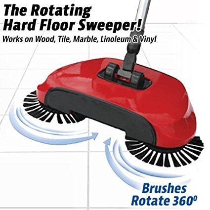 Emndr Rotating Brush Spin Hand Push Broom Sweeper Dust Collector Floor Surface Cleaning Mop - Image 5