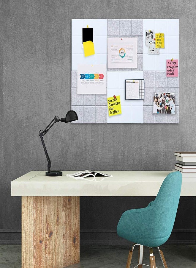 Uoisaiko Large Felt Board Tiles for Wall with 30 Push Pins, 11.8"x11.8" Pack of 6 Pin Board Notice Boards for Home Office Kitchen, Bulletin Board Wall Tiles for Photos Memos (Grey+White, 6 Pack) - Image 4