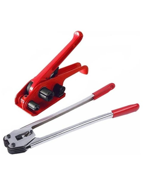 PET Strapping Tool Kit Packaging Strap Banding, Heavy Duty Manual Pallet Banding Set Includes Tensioner and Sealer Tool (Hand Tool Kit)
