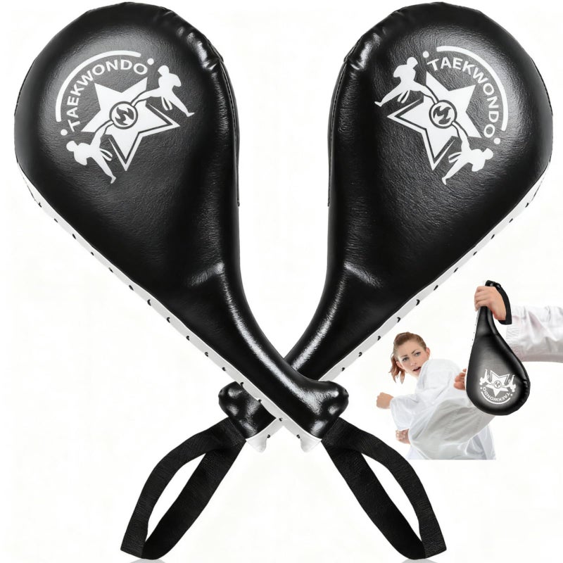 Noamus 2 Pack Taekwondo Kick Pads, Durable Striking Target Paddles, TKD Karate Martial Arts Strike Targets, Kickboxing Training Equipment Sparring Gear for Kids Youth Adult, Black - Image 1