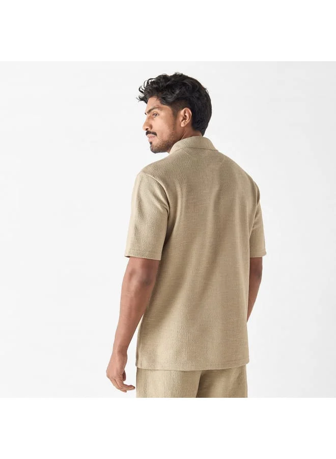Iconic Iconic Textured Shirt with Short Sleeves