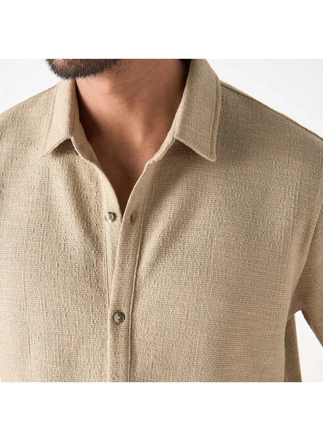 Iconic Iconic Textured Shirt with Short Sleeves
