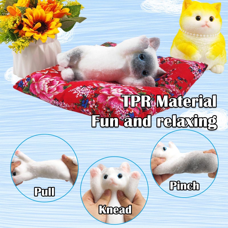QOUXZ Big Hand Painted Cat Squishy Toysï¼ŒLarge Cute Ultra Soft Kitty Squeeze Fidget Toys for Stress Relief ,Kawaii Squishies Sticky Animal Toys for Adults Kids,Decompression Sensory Balls Toys for Autism - Image 4
