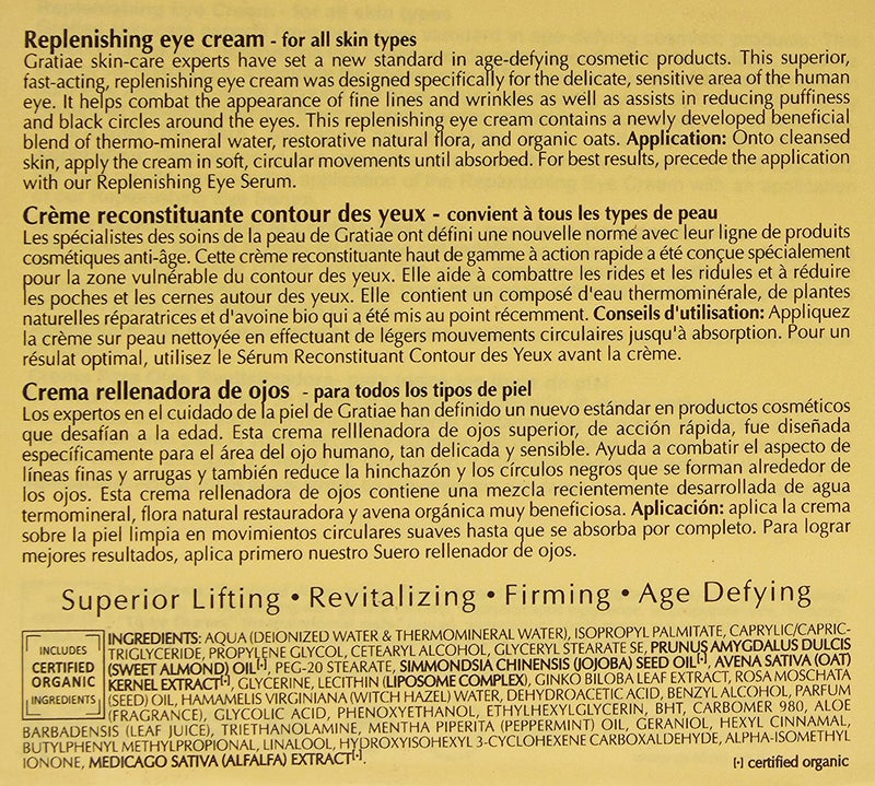 Gratiae Organics Replenishing Eye Cream, 1.02-Ounce - Image 2