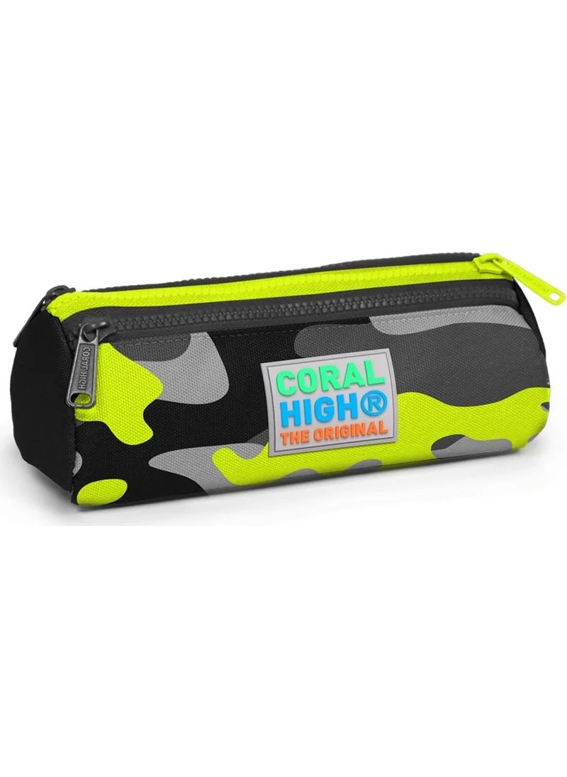 CORAL HIGH Kids Gray Camouflage Patterned Three Compartment Pencil Bag 22331