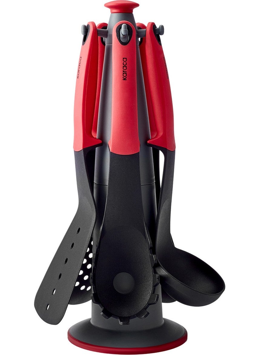 Karaca Dave Red 6 Piece Serving Set with Stand  - Image 1