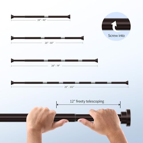 Mcrbeay Shower Curtain Rod, 1" Diameter Heavy Duty Tension Shower Rod, Non Slip Adjustable 28-102 inch No Drilling Shower Curtain Rods Spring Tension For Bathroom, Shower Stall, No Rust, Bronze - Image 5