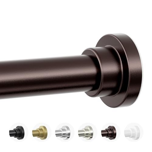Mcrbeay Shower Curtain Rod, 1" Diameter Heavy Duty Tension Shower Rod, Non Slip Adjustable 28-102 inch No Drilling Shower Curtain Rods Spring Tension For Bathroom, Shower Stall, No Rust, Bronze - Image 1