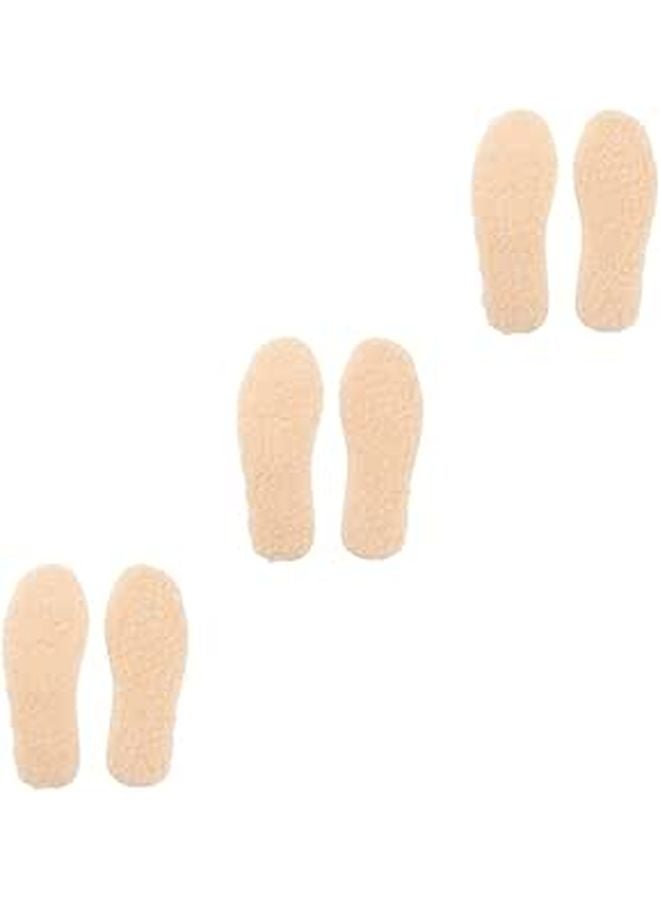 3 Pairs Boys Girls Warm Fleece Insoles Breathable Shoe Pads Imitation Lamb Hair Design - Image 1