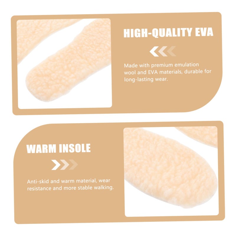 3 Pairs Boys Girls Warm Fleece Insoles Breathable Shoe Pads Imitation Lamb Hair Design - Image 3