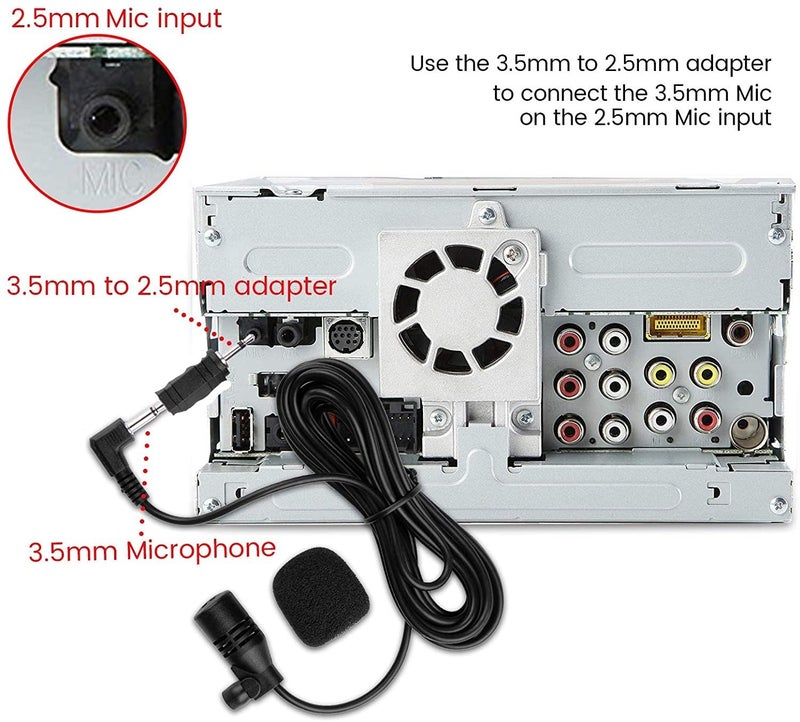 FingerLakes Car Mic Microphone Assembly for 2.5mm or 3.5mm Bluetooth Enabled Receivers Radio Stereo Head Units GPS Navagation DVD - FL72, Black - Image 5
