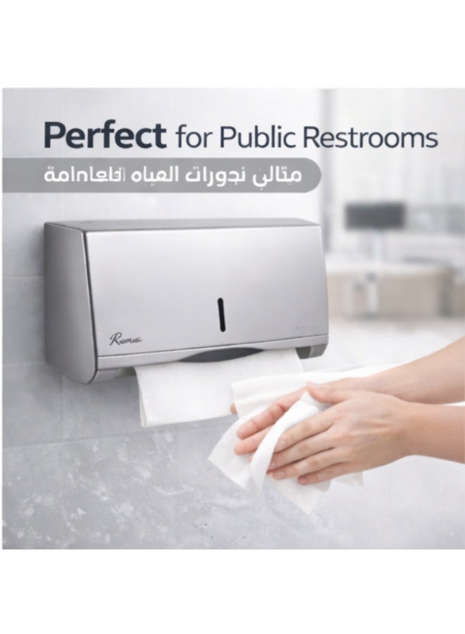 روما موزع مناديل ROMA فضي مطفي جداري للحمام والمطبخ حامل مناديل صحي متين - Image 1