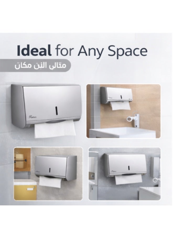 روما موزع مناديل ROMA فضي مطفي جداري للحمام والمطبخ حامل مناديل صحي متين - Image 2