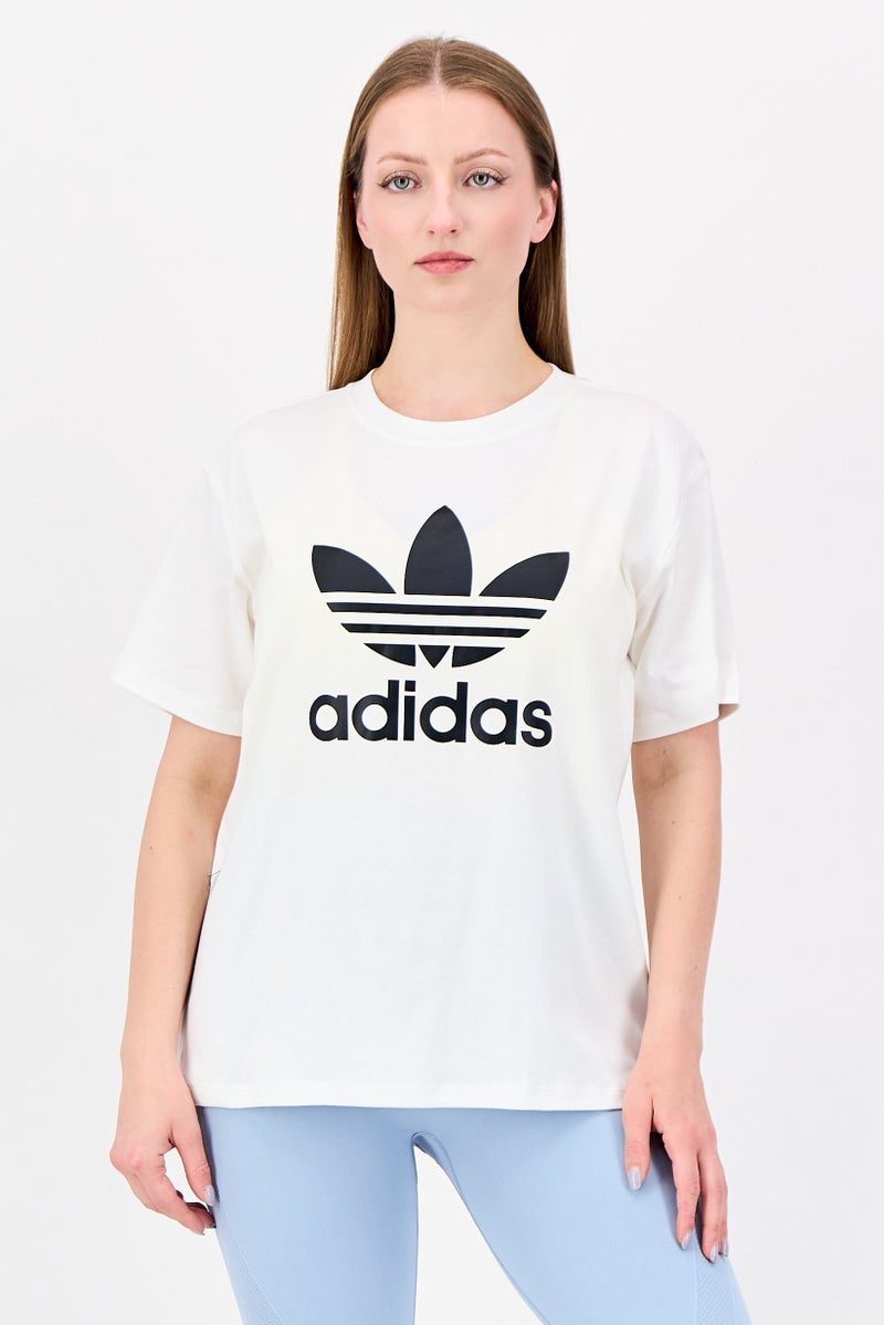 adidas Originals Women Sportswear Fit Short Sleeve Outdoor T-Shirt, White - Image 1