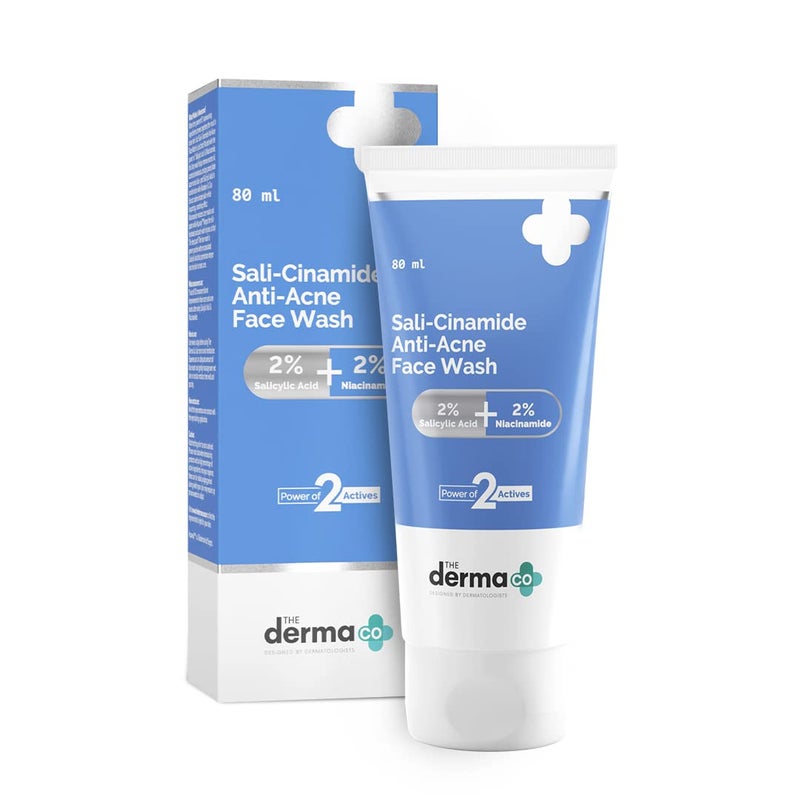 THE derma Co The Derma Co Sali-Cinamide Anti-Acne Face Wash | with 2% Salicylic Acid & 2% Niacinamide | Helps Reduce Acne & Acne Marks | Deeply Cleanses Clogged Pores | 2.71 Fl Oz/80ml 