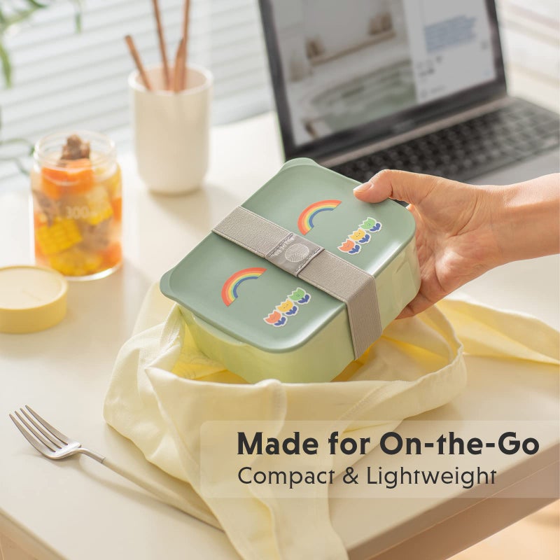 buydeem ceramic storage storage with with airtight lid 28 oz bento gunch with airlock lid bento box microwavable و shagwasher safe for Office Work and Travel Greenish - Image 5