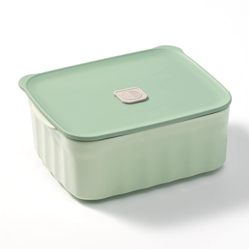 buydeem ceramic storage storage with with airtight lid 28 oz bento gunch with airlock lid bento box microwavable و shagwasher safe for Office Work and Travel Greenish - Image 2