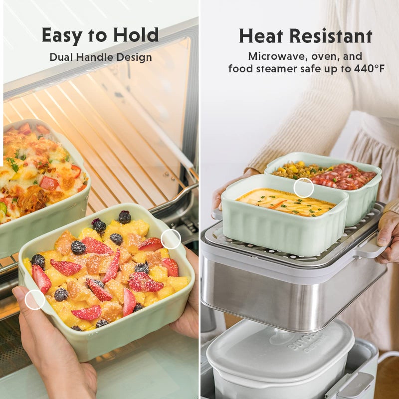 buydeem ceramic storage storage with with airtight lid 28 oz bento gunch with airlock lid bento box microwavable و shagwasher safe for Office Work and Travel Greenish - Image 4
