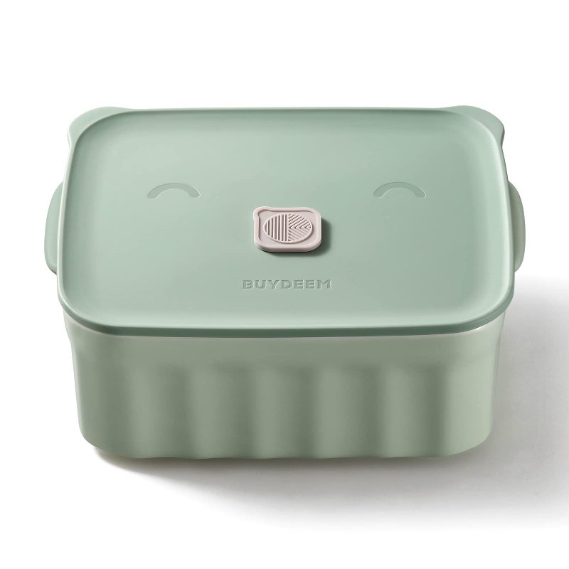 buydeem ceramic storage storage with with airtight lid 28 oz bento gunch with airlock lid bento box microwavable و shagwasher safe for Office Work and Travel Greenish - Image 1