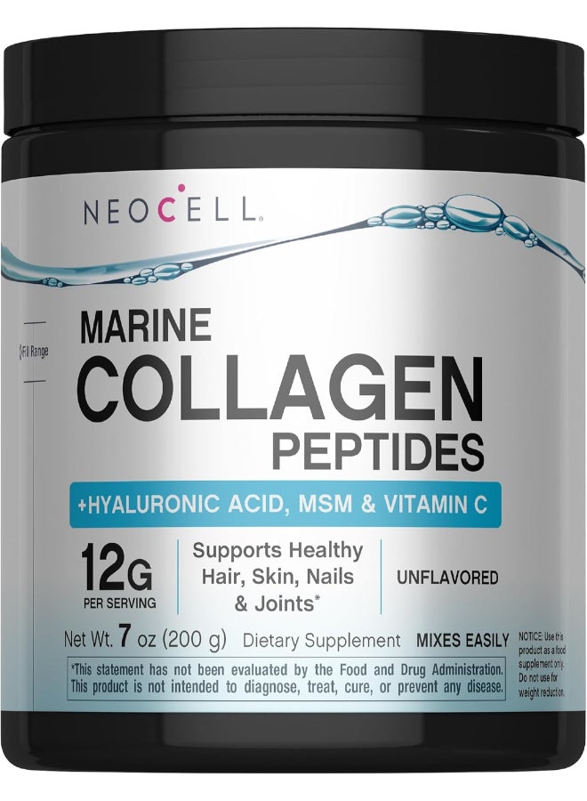 Neocell Marine Collagen Powder Unflavoured 200g | with Hyaluronic Acid, MSM & Vitamin C 200 | Support Healthy Hair - Skin - Nails - Joints | 12g Collagen - 15 Servings - Image 1