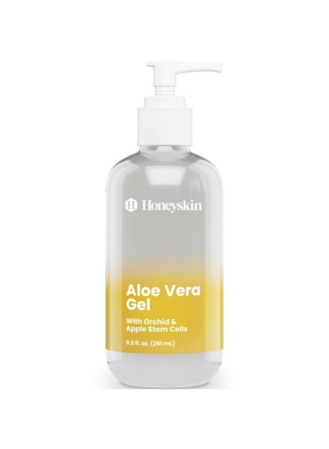 Honeyskin Organic Aloe Vera Gel 100% Pure For Skin Sunburn Relief & Face Moisturizer Extracted From Aloe Vera Plant With Manuka Honey Orchid & Apple Stem Cells Everyday Use 8 Fl Oz - Image 1
