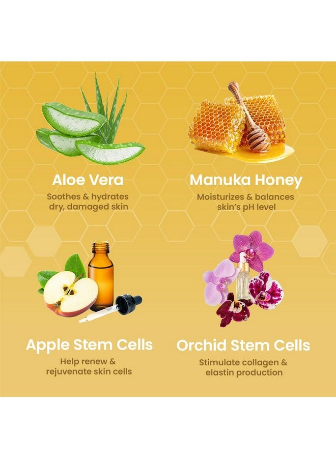 Honeyskin Organic Aloe Vera Gel 100% Pure For Skin Sunburn Relief & Face Moisturizer Extracted From Aloe Vera Plant With Manuka Honey Orchid & Apple Stem Cells Everyday Use 8 Fl Oz - Image 4