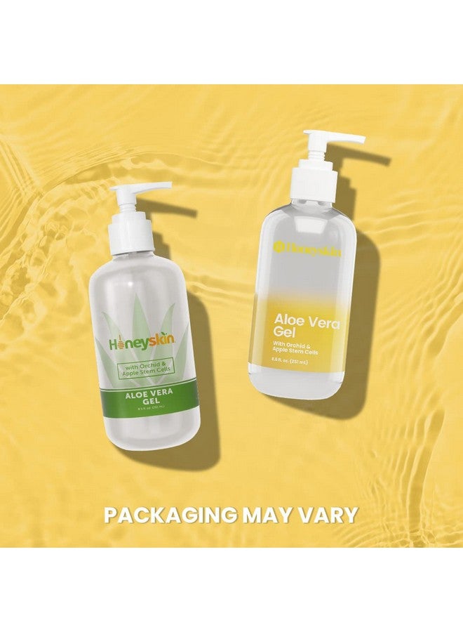 Honeyskin Organic Aloe Vera Gel 100% Pure For Skin Sunburn Relief & Face Moisturizer Extracted From Aloe Vera Plant With Manuka Honey Orchid & Apple Stem Cells Everyday Use 8 Fl Oz - Image 3