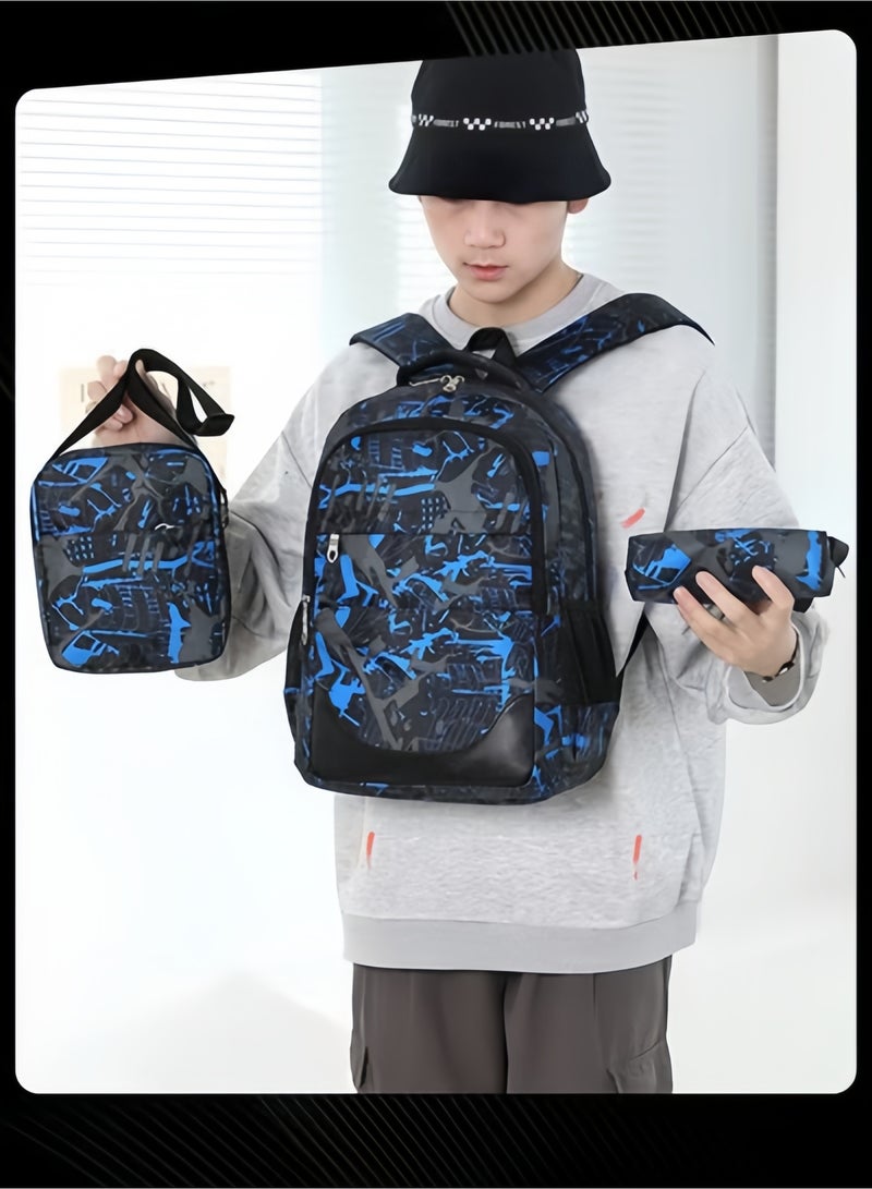 حقيبة ظهر لطلاب المرحلة المتوسطة بتصميم جديد، مكونة من 3 قطع من Preppy. - Image 1