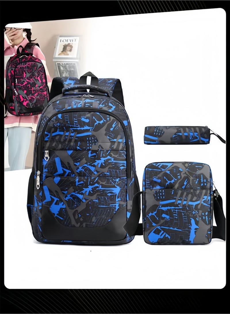 حقيبة ظهر لطلاب المرحلة المتوسطة بتصميم جديد، مكونة من 3 قطع من Preppy. - Image 2