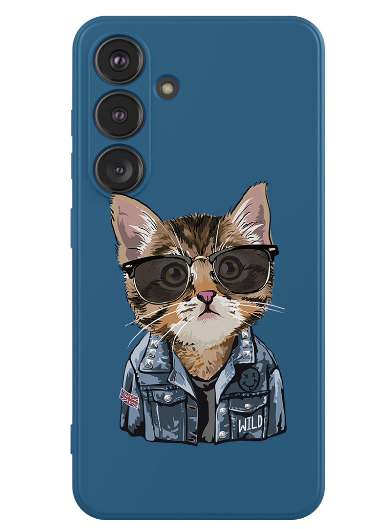 Theodor Protective Slim Fit Case Liquid Silicone Cover with Full Body Protection Anti-Scratch Shockproof Case For Samsung Galaxy S24 (Blue) - swag cat - Image 1