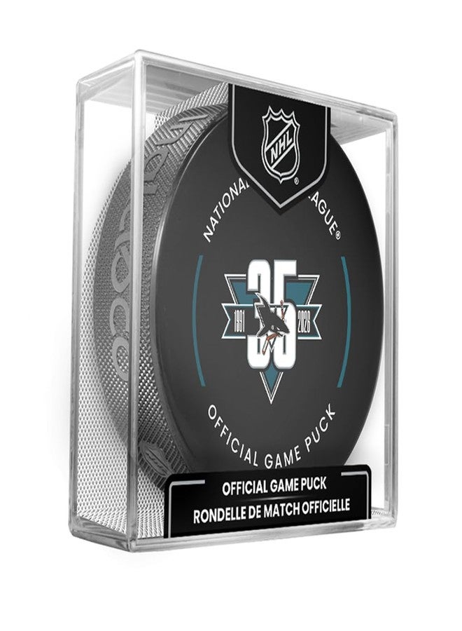 NHL San Jose Sharks 35th Anniversary Game Hockey Puck in Acrylic Display
