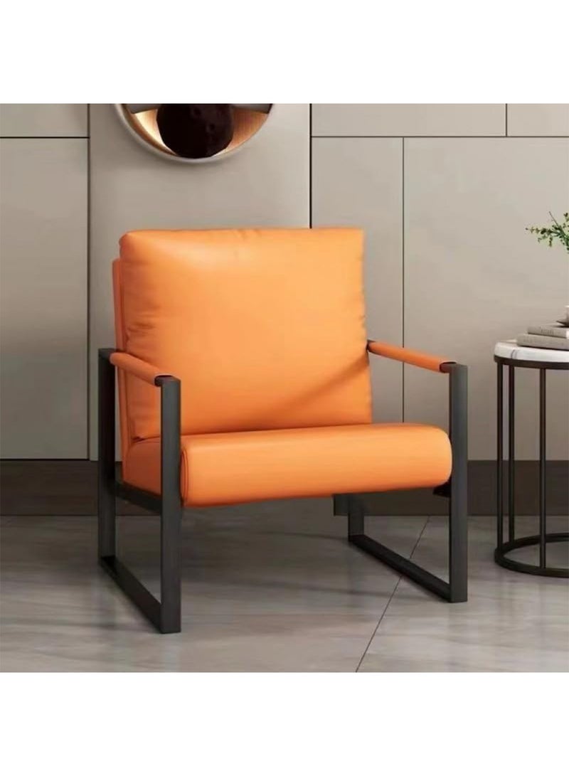 GT-Wheel PU Leather Accent Arm Chair Wide Seat Living Room Soft Back Pillow Reception Chair Metal Frame Sofa Chair - Image 1