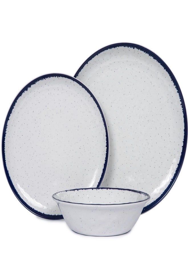 Gofunfun 12-Piece Melamine Dinnerware Set for 4 - Retro Speckled Pattern Plates & Bowls, Lightweight & Scratch Resistant, Indoor/Outdoor Use - Image 1