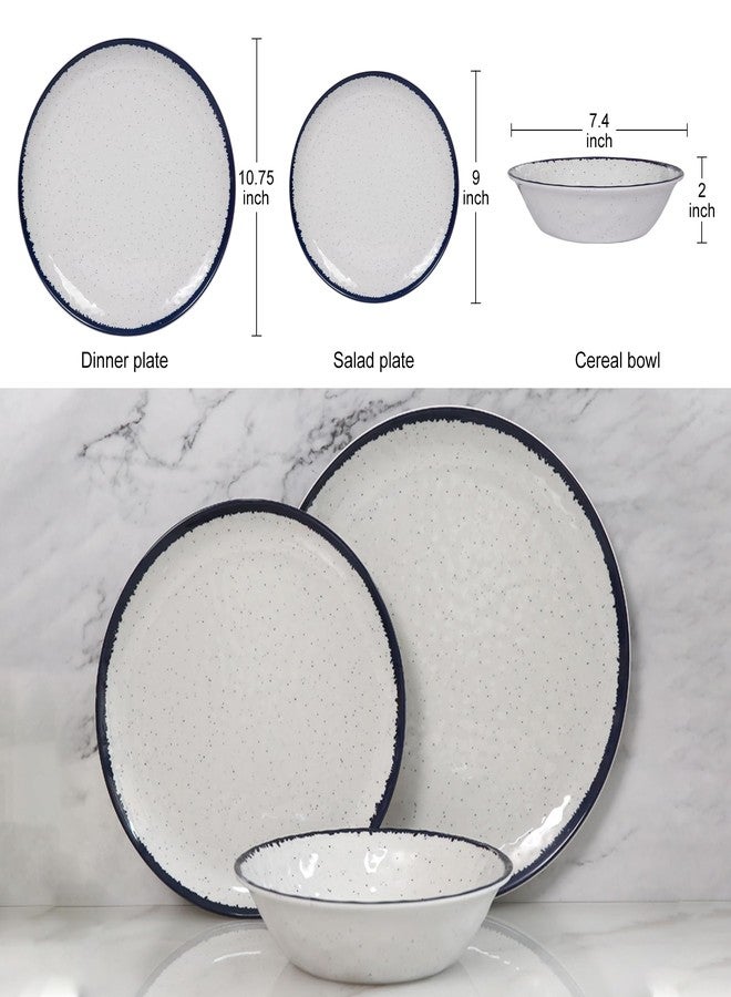 Gofunfun 12-Piece Melamine Dinnerware Set for 4 - Retro Speckled Pattern Plates & Bowls, Lightweight & Scratch Resistant, Indoor/Outdoor Use - Image 2