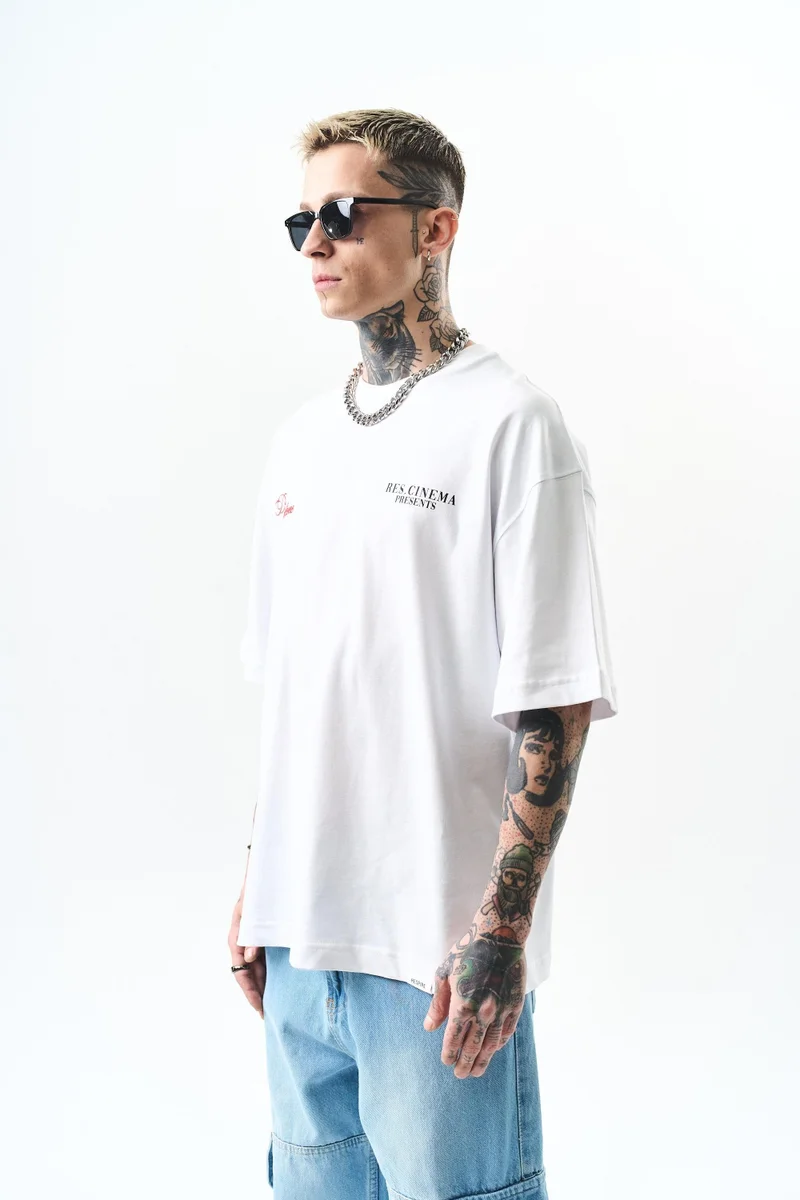 RESPIRE Men's Godfather Print Oversize T-Shirt, White