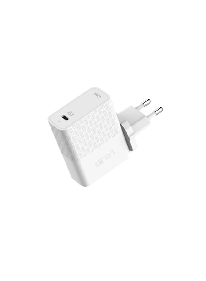 LDNIO A1405C High Quality Foldable-Plug Super Fast Charger 40W PD Port With Type-C To Lightning Cable - White Grey  - Image 1