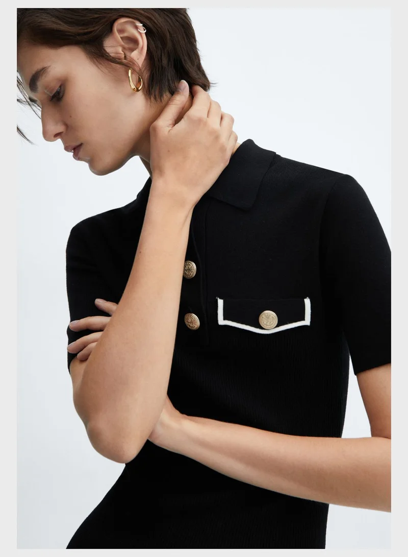 MANGO Ribbed Polo Dress