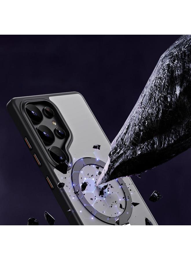 S-TOP Case For Samsung Galaxy S25 Ultra 5G MagSafe Airbag Shockproof Frosted Phone Case with Fold Holder - Image 3