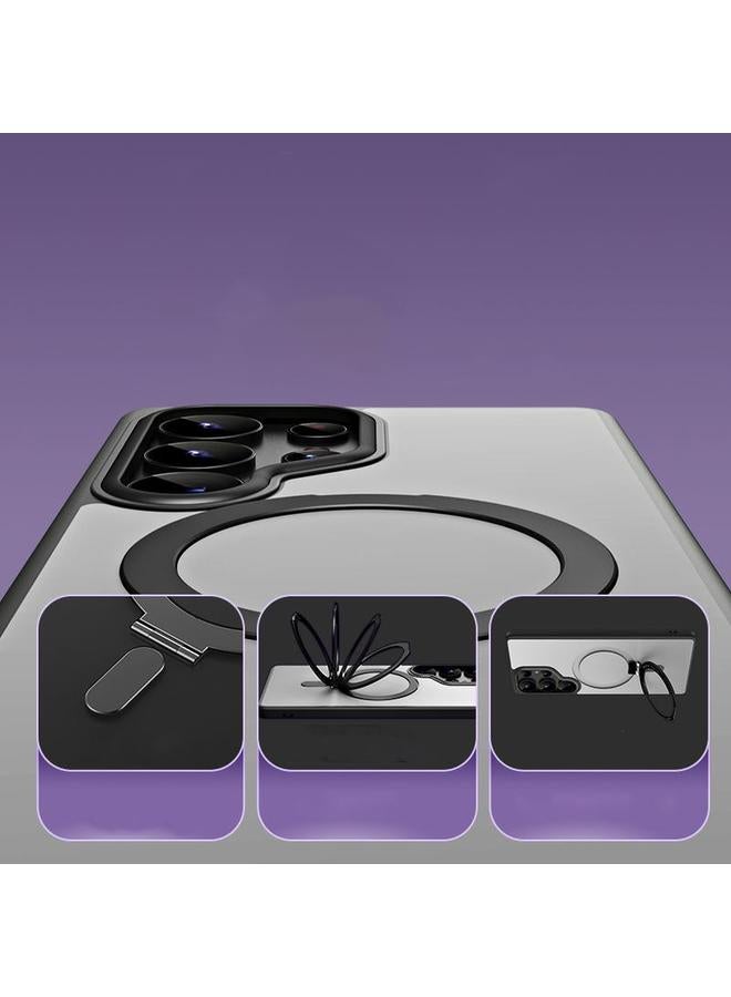 S-TOP Case For Samsung Galaxy S25 Ultra 5G MagSafe Airbag Shockproof Frosted Phone Case with Fold Holder - Image 5