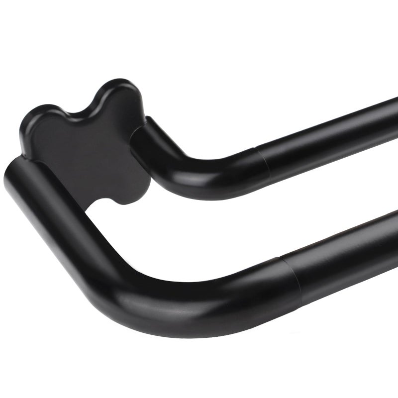 USFOOK Black Wrap Around Double Curtain Rods Set, USFOOK Blackout Dual Curtain Rods for Windows 66 to 120 Inch, 6/8 Inch Room Darkening Curtain Rod 32 to 115 Inch, Decorative Drapery Rods for Home - Image 1