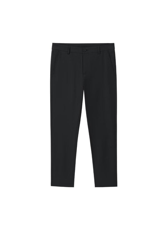 ASK Wandao Micro-elastic No-iron Cropped Pants, Simple Versatile Business Casual Trousers For Men W8118, Black, Size 31 - Image 3