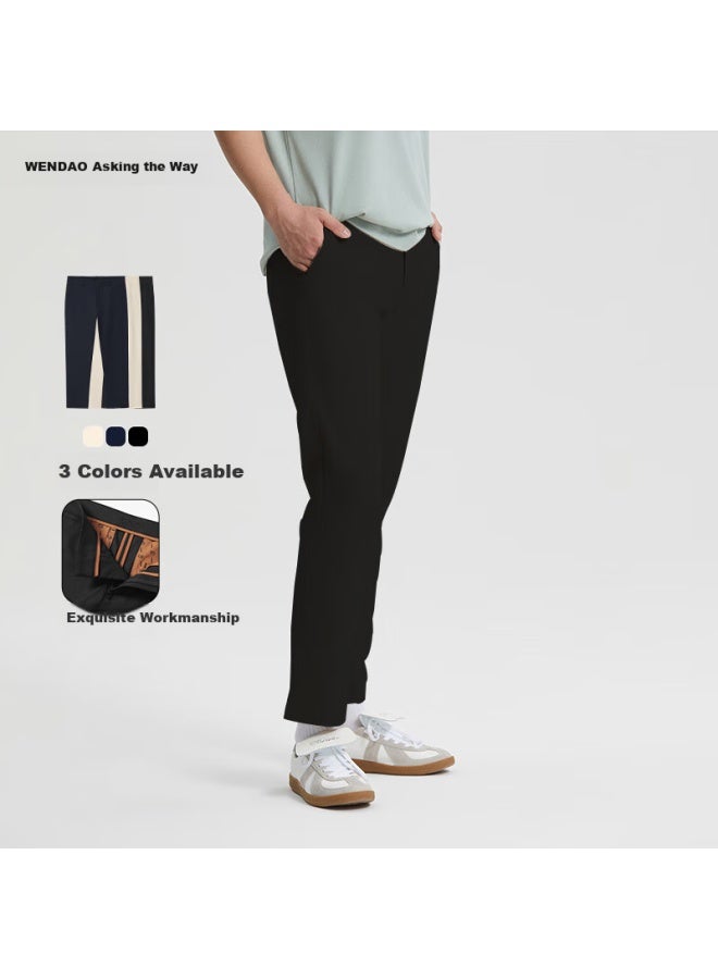 ASK Wandao Micro-elastic No-iron Cropped Pants, Simple Versatile Business Casual Trousers For Men W8118, Black, Size 31 - Image 1
