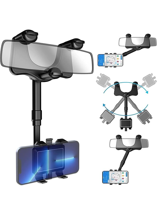 Green Tiger Rearview Mirror Phone Holder for Car,2022 Rotatable and Retractable Car Phone Holder Mount Universal Multifunctional 360° Rear View Mirror Phone Holder Car Mirror Phone Mount for Mobile Phone - Image 1