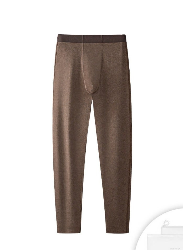 Loquat Men's Cotton Tights Leggings Underwear Pants Long Johns Bottoms Wintergear Cotton Warm Base Layer Bottoms Dark Brown 