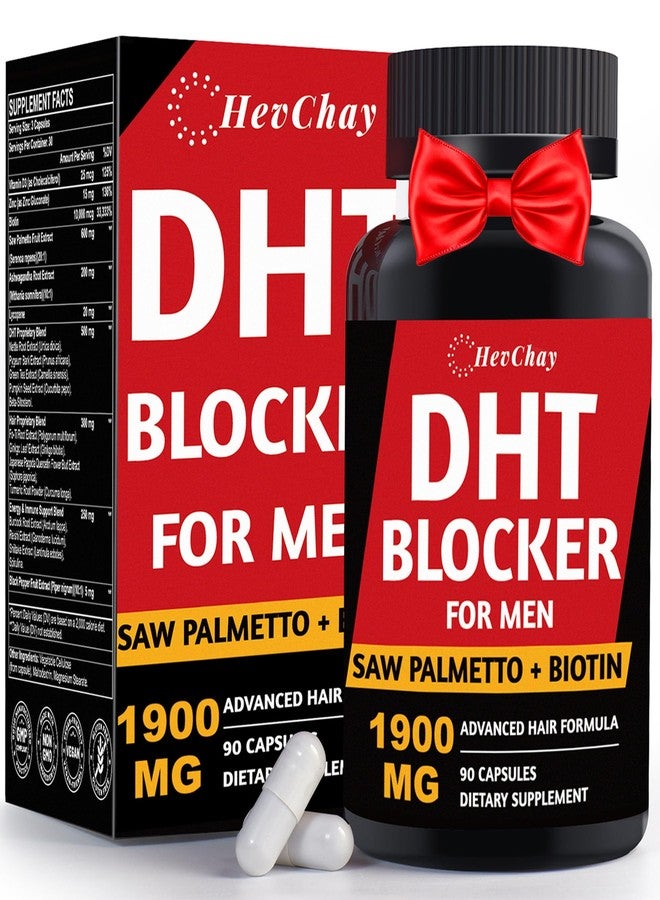 HevChay DHT Blocker for Men | Extra Strength Saw Palmetto & Biotin Hair Growth Supplement - Hair Growth Vitamins - Hair Regrowth - Natural Hair Loss Supplements for Men - Proprietary Herbal Blends,1 Pack - Image 1