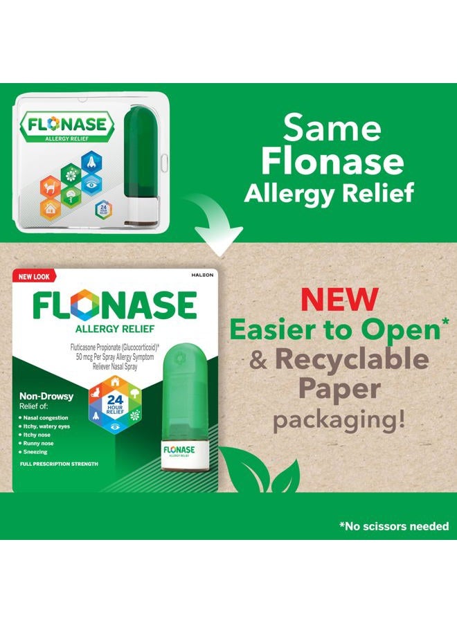 FLONASE Allergy Relief Nasal Spray, 24-Hour Non-Drowsy Multi-Symptom Relief - 72 Sprays plus Bonus Pack of Tissues - Image 2