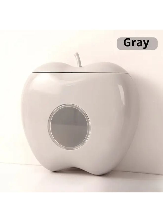 Grey Apple Shaped Wall Mounted Plastic Bag Dispenser Large Capacity Kitchen Bathroom Storage Box - Image 4