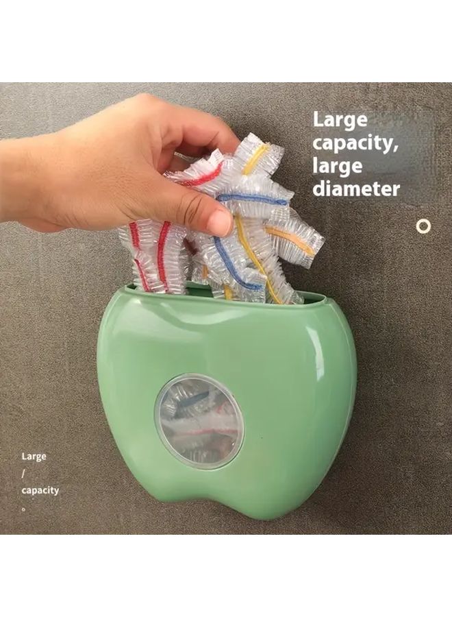Grey Apple Shaped Wall Mounted Plastic Bag Dispenser Large Capacity Kitchen Bathroom Storage Box - Image 2