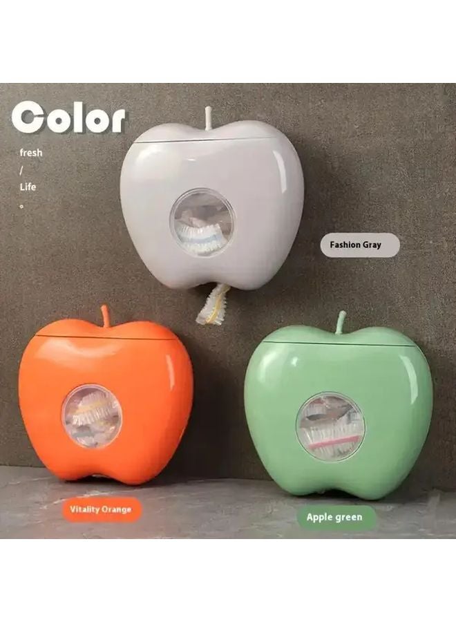 Grey Apple Shaped Wall Mounted Plastic Bag Dispenser Large Capacity Kitchen Bathroom Storage Box - Image 3