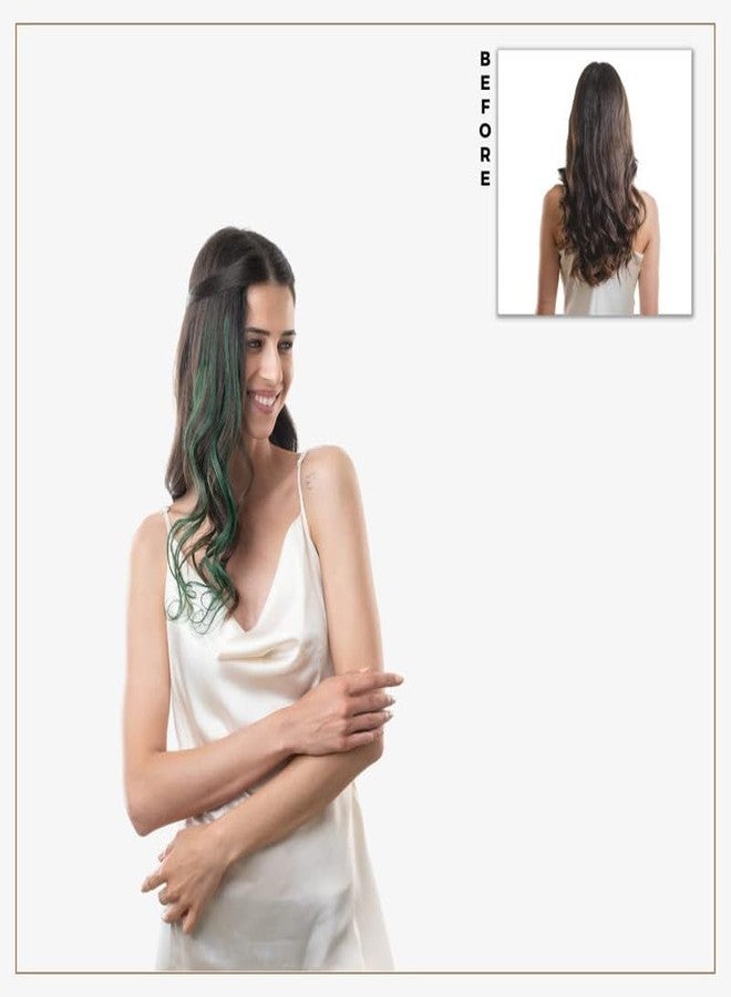 CHANDERKASH 2pcs, 18" Synthetic Hair Extension With Clips In Straight Streaks Extension for Womens - Image 3